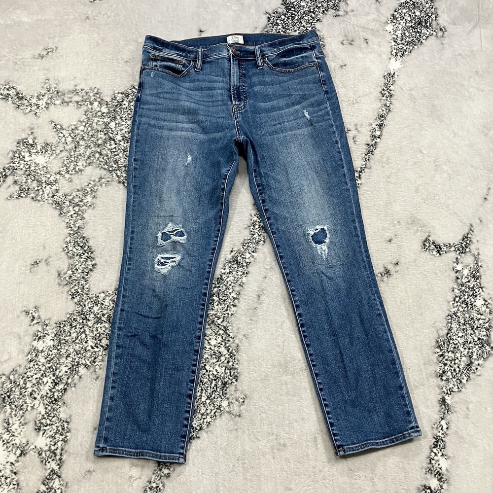 J.Crew Vintage Straight Distressed Jeans Medium Wash Womens Size 32